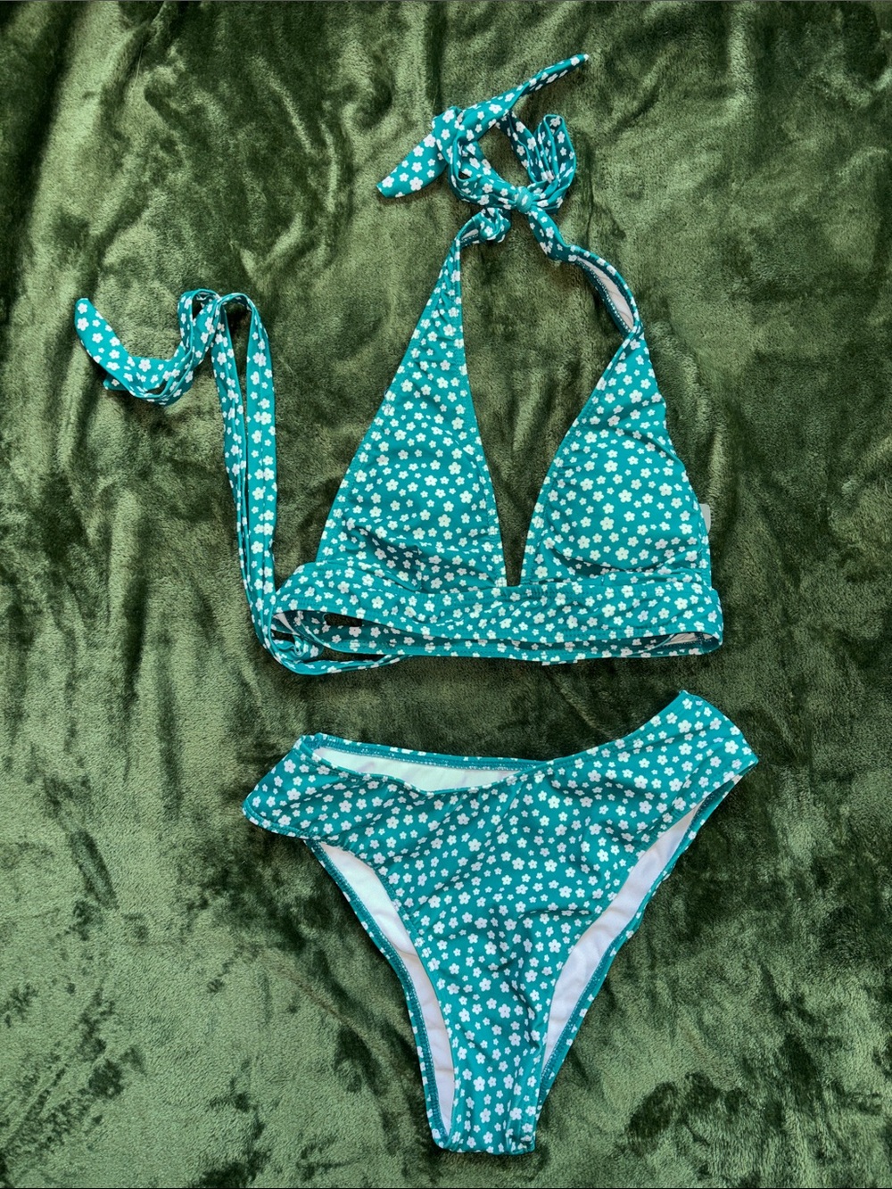 Teal Floral Two-Piece Bikini Set